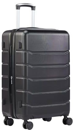 Sweetcrispy 20 Inch Carry On Luggage, Suitcase with Spinner Wheels | Expandable, ABS Hard Shell, Lightweight, Rolling, Smooth, TSA Lock, Business Trips, Short Vacations, Charcoal Black