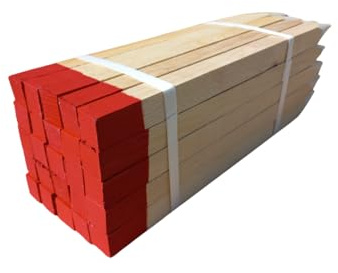 25 Paletti in Legno di Faggio 25x25 mm – Lunghezza 100 cm – Punta Verniciata Rossa – Paletti di Riferimento per Rilievi Geodetici e Segnalazione – Pali da Giardino e Recinzione Robusti