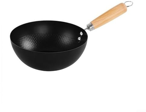 Padella wok in ferro progettata in modo efficiente per diversi metodi di cottura, fonti di calore (18 cm)