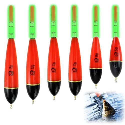 VOYANTE 6 Stück Posen Angeln, Leuchtend Schwimmer Angeln, Eva-Schaumstoff Angel Posen, 5g/8g/10g/12g/15g Posen Set für Barsch, Karpfen, Hecht, Fishing Accessories