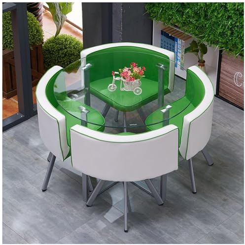 Moderner Runder/Quadratischer Konferenztisch, Business-Couchtisch-Essgruppe, Esstisch- und Stuhlset, Tische und Stühle Aus Gehärtetem Glas für Café, Lounge, Büro, Hotel,23