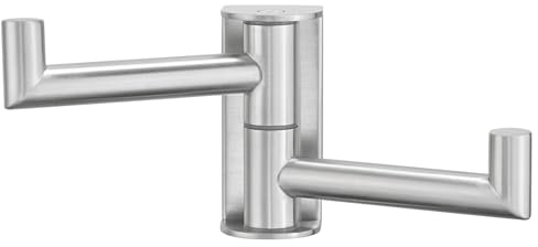 Aomasi Brushed Nickel Double Towel Hook with 2 Swivel Arms, Wall Mounted | 304 Stainless Steel, Rust-resistant Wall Hook for Bathroom Kitchen RV, Heavy Duty 11 lbs, 180° Rotate & Fold Towel Storage