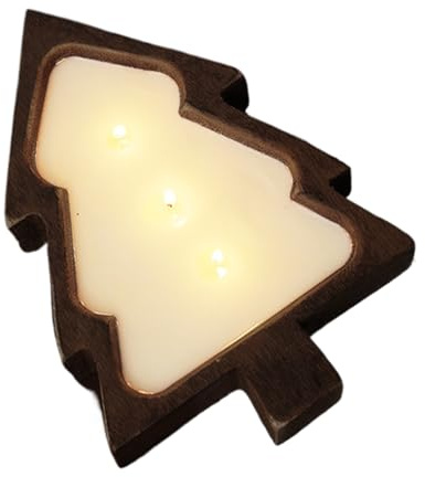 Vela de Cuenco de Madera - Decoración rústica del árbol de Navidad para el hogar | Cuencos Velas Forma Árbol Bandeja Decorativa | para Comida Estilo Granja Oficina Mesa Bass Estante