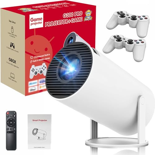 M300 Max Aggiornata, Proiettore per videogiochi, proiettore per giochi, + 2 controller wireless, console per giochi retrò plug and play, 20000 giochi Console per videogiochi retrò 720P