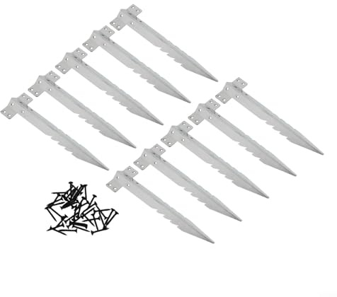 Trayne Lot de 10 supports de traverses en métal pour parterres surélevés et bordures d'allée avec vis, piquets dentelés robustes pour jardinières en bois