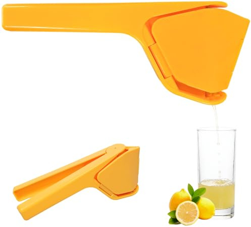 Lemon Squeezers, Easy-Squeeze Fold-Flat Citrus Juicer, Yellow | Manual Juicer, Suits Lime & Lemon, Effortless Juicing, Built-in Strainer