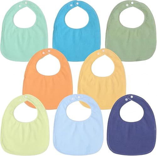 Dexpally 8 stycken haklappar baby muslin halsduk baby justerbara babyhaklappar fyrkantiga dregelhaklappar för pojkar och flickor
