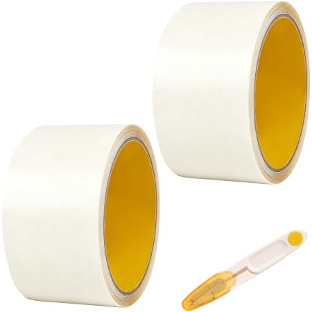 2 rouleaux de scotch etanche eau pour tente et store, ruban TPU transparent, scotch etanche auto-adhésif avec ciseaux pour camping-car, bâche, matelas gonflable, reparation toile de store