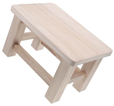 AMUSLESUR Fußhocker Holz aus Massivem Holz Kleiner Tritthocker mit Glatter Oberfläche und Abgerundeten Kanten als Schuhhocker für Zuhause