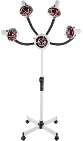 ZENGRICE, Casque Infrarouge, Séchoir Cheveux, Salon Coiffure, 750W | Hauteur réglable, Chauffage infrarouge 750W, Séchage rapide, Salon coiffure beauté spa maison, 5 lampes, Base stable 44-53in