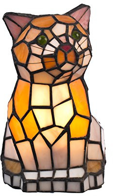 Birendy Lampe im Mosaik Style Tiff101 Figurenlampe Katze, Dekorationslampe, Jugendstil Style, Glaslampe, Leuchte