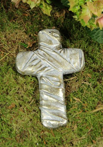 friedhofskerze.de Grabkreuz Messing-weiß