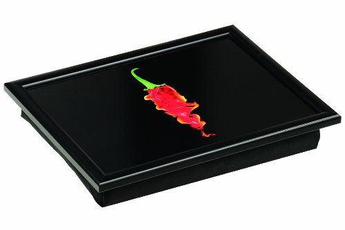 Premier Housewares Knietablett Flaming Chilli 44x31 cm, Baumwolle, MDF, schwarz, 34x44x6