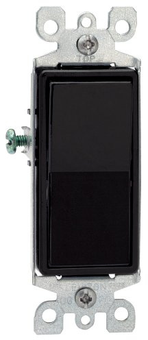 Leviton 15 Amp, 120/277 Volt, Decora Rocker Single-Pole AC Quiet Switch, Residential Grade, Grounding, 10 Pack, 5601-2E, Black