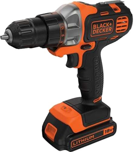 Black+Decker Multievo Akku-Multifunktionswerkzeug Starter-Set (18V, inkl. Bohrschrauberkopf, LED-Leuchte, Softgriff und gummierte Flächen, Akku, Ladegerät, Koffer) MT218K