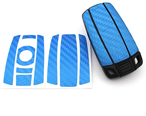 Schlüssel Folie K141 für 3 Tasten Auto Schlüssel (nur Keyless Go) Folien Cover von Finest-Folia (Blau Carbon)
