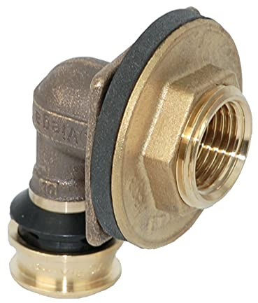 Viega Raxofix Wanddurchführung aus Rotguss, Modell 5332.11, winkelig, 16 mm x 1/2 IG x 3/4 G x 35 mm