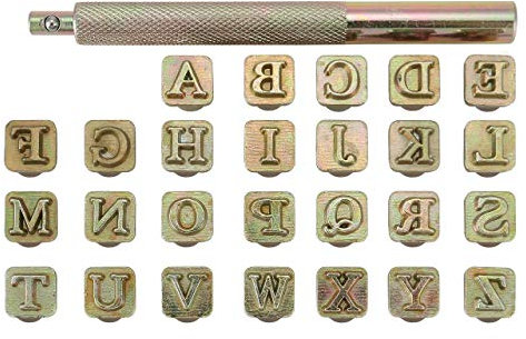 Mogokoyo 26 PCS A-Z Alphabet Buchstaben Metall Stempel-Set Stamping Punch Leder Werkzeuge für DIY Handgemacht Leder (6mm)