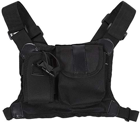 ASHATA Radio bröstsele bröstfront pack, tvåvägs radio bröstficka pack ryggsäck radio tillbehör väskhållare bärväska för polis, produktionsverkstäder