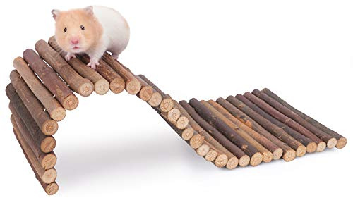 Niteangel Scaletta in legno per criceti, topi e roditori, giocattolo da masticare per piccoli animali (40 x 15 cm)