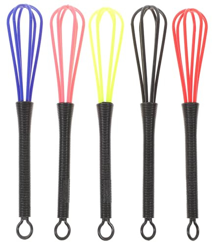ULTECHNOVO 5 Stück Mini Schneebesen Aus Kunststoff Ballonrührer Für Eier Mehl Und Haarfarbe Leicht Zu Reinigen Mit Haken Für Küche Backen Und Friseur Salon