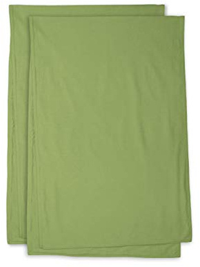 jilda-tex 2er Pack Tischläufer Stone-Washed Renforce Tischwäsche Lissabon 100% Bio-Baumwolle Knitterlook Bügelfrei Uni Leinen-Optik GOTS Made in Green (Lindgrün, 2X 50x160 cm)
