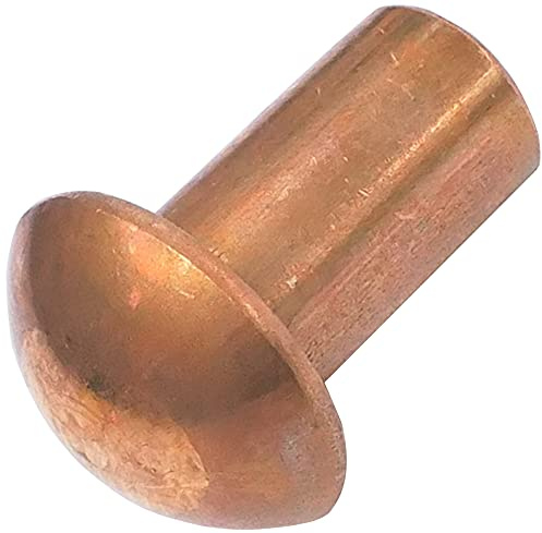AERZETIX - Juego de 10 Remaches de Cobre Ø6x10mm con Cabeza Semiredonda - Remache Sólido/Remache de Golpe - DIN 660 - C48041