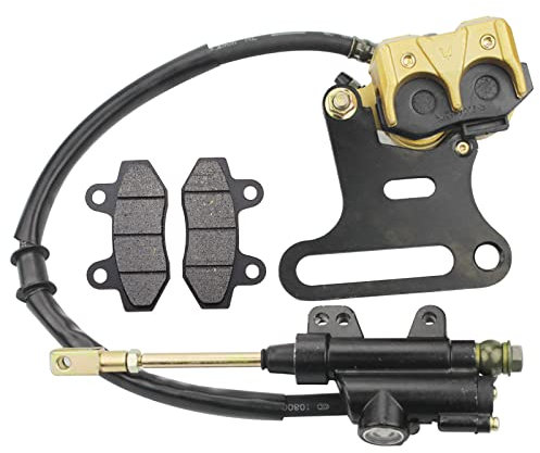 GOOFIT Moto éTrier De MaîTre Cylindre De L'Ensemble De Frein ArrièRe avec Plaquettes De Frein Remplacement pour 70cc 110cc 125cc 150cc ATV Quad
