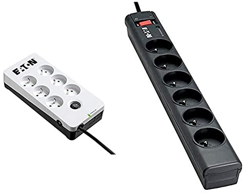 Eaton Protection Box 6 et Strip 6 - Multiprises/Parafoudres - 6 Prises - Blanc et Noir