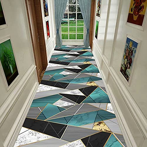 Tapis géométriques coureurs pour couloir, tapis passage des moquettes pour corridors d'intérieur Tapis longs lavables lavables antidérapants, tapis sol reculés en caoutchouc - large 60/80/100 / 120cm