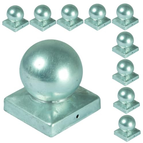 Pfostenkappen Kugel 7x7 cm 10er Zaunkappen Pfostenabdeckung Verzinkt Stahl