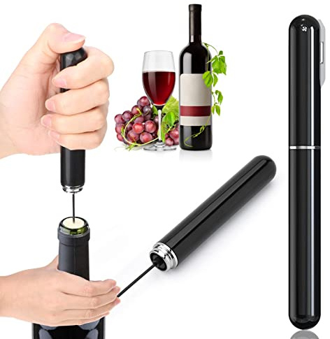 Pwsap Luftdruck Weinöffner mit Folienschneider, Verbesserter Tragbare Taschenluftpumpe 2 in 1 Korkenzieher Weinflaschenöffner, 7s Schnelle Flaschenöffnung, Geschenke für Weinliebhaber, Schwarz