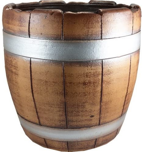 FRANCACOR Maceta Barro Pintada para Interior símil Barril - Chocolate MACETERO (20 CMS, Barril Madera)