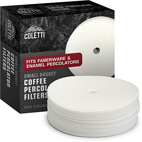 COLETTI Classic Percolator Coffee Filters 3.33in – 100 Disc Coffee Filters for Percolators – Premium (White - Paper, 3.33”)