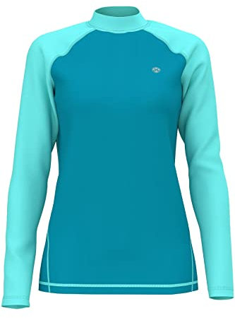 HDTIYUYP UV Shirt Damen Mädchen - Wasser Schwimmen Tshirt Rashguard Frauen Badeshirt Surf T-Shirt Schnelltrocknende Strand Shirt Wet Top Türkis M
