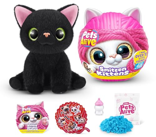 Pets Alive Smitten Kittens Surprise, Lucky, Nurture Play, Soft Toy Unboxing, Interactive, 10 ljud, Ultra Soft Plushies, Adopt Electronic Pet Kitten (Lucky)
