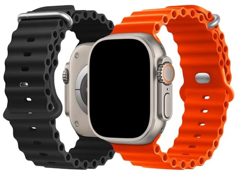 NUKELOLO 2 Pack Ocean Strap Compatible with Apple Watch Ultra 3 2 1 49mm 46mm 45mm 44mm, Sport Band for iWatch Series 11 10 9 8 7 6 5 4 3 2 1 SE3