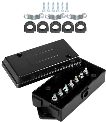 MACHSWON Car Trailer Wire Connector Junction Box Waterproof 7 Gang Way for Rewiring RV Caravans Boat 7 Pole Cable Box Kit