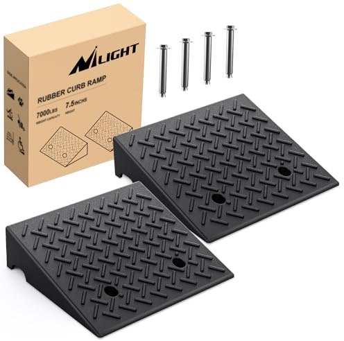 Nilight Rubber Curb Ramps 7.5 Inch Rise, 2-Pack