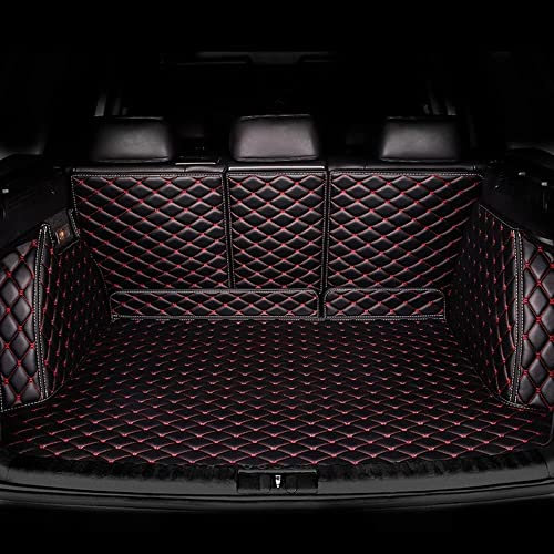 OLOI Auto Leder Kofferraummatte für VW T-Cross 2019-2023, Antirutschmatte Kofferraum Schutzmatte Kofferraumschutz, Auto Zubehör,C/Black-red