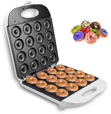 1400W Mini Waffle Donut Maker - Small Nonstick Baking Machine for 16 Mini Doughnuts at a Time - Ideal for Nuts, Vegan Donuts, and More - Snack Machine, Easy to Use, Quick Cooking - Get Sweet Delights!
