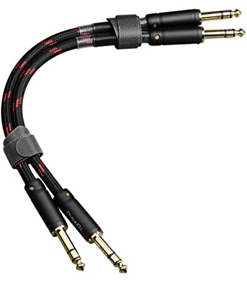 LEAUDIO Topping TCT1 - Cavo audio HiFi da TRS a TRS a 3 conduttori da 6,35 mm maschio a maschio, cavo bilanciamento (25 cm)