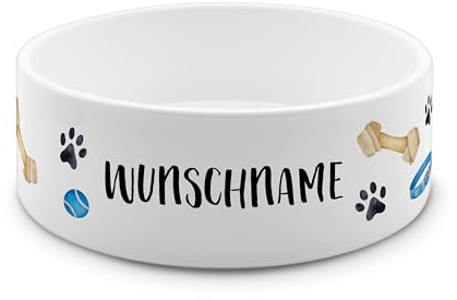 PrintPlanet® - Futternapf mit Name oder Text personalisiert - Für Katzen und kleine Hunde - Napf Hundenapf Katzennapf selbst gestalten - Layout 04