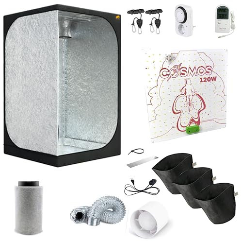 NICEGROW Grow Box60 Einsteiger Komplettset für 3 Pflanzen Grow mit LED, Abluft und Zubehör