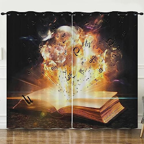 Blickdicht Blackout Vorhang Mit Ösen Schalldämmend Gardinen Polyester 3D Buch Abstraktion 2 X 150 X 280 Cm Für Wohnzimmer Schlafzimmer Kinder Oder Babyzimmer - Bedruckte Verdunkelungsvorhän -6N0I1I2R2