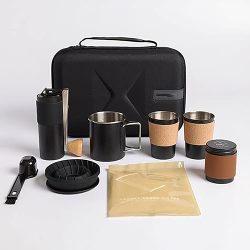 Juego de café portátil for preparar a mano, molinillo manual con núcleo de molienda de acero inoxidable 420, ideal for acampar, oficina, hogar y viajes, herramientas de accesorios de café todo en 1