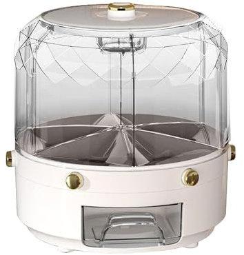 Mxshc Dispensador de alimentos giratorio de 6 rejillas, cubo de arroz giratorio de 360°, contenedor de grano sellado, contenedores de almacenamiento de arroz transparente para cocina,