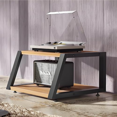 YQMHEZ 2/3/4-stufiges HiFi Rack, offener Audio Rack HiFi Regal, CD-Medienständer, Phonoschrank-Stereoschrank, bodenstehendes Aufbewahrungsregal for Zuhause/Büro/Theater(Log,23.6x20.4x13)