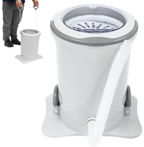 Secadora de ropa manual, deshidratadora, secadora manual portátil con tubo de drenaje, secadora centrífuga compacta no eléctrica, tambor giratorio con cable de tracción, secadora de ropa(White)