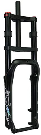 ERSINIAN Snowbike-Gabel, 20-Zoll-Fatbike-Federgabel, Federweg 100 mm, Doppelschulter-Luftgabel, Scheibenbremse 1-1/8, gerader Rückprall einstellbar, für 4,0-Zoll-Reifenfahrrad (Mattschwarz)